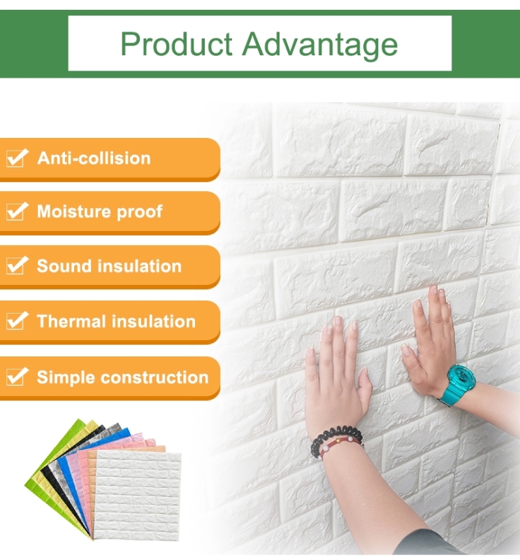 PE Wall Panels 3d Brick Wallpaper 3d Foam Wall Stickers for Home Decoration(图3)