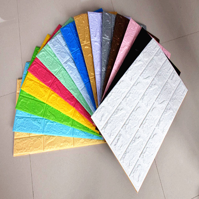 Modern designs Eco-friendly kids home decor self adhesive panel3d wall coating paper(图7)